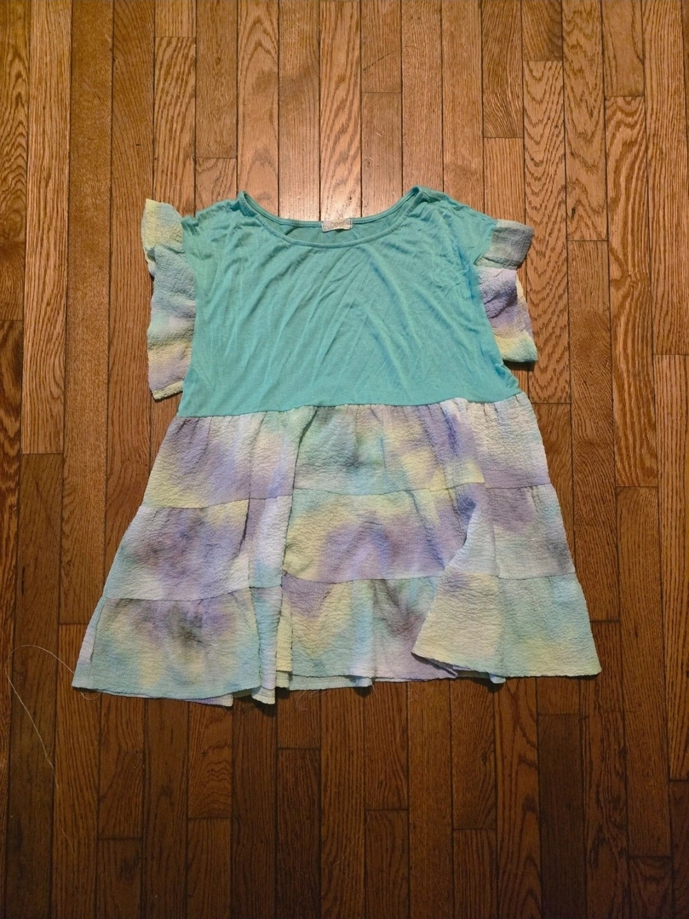 ODDY Tie-Dye Tiered Shirt- Aqua